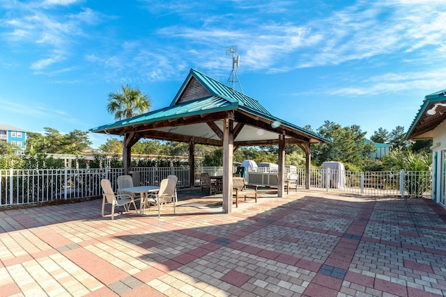 view of patio / terrace with a gazebo