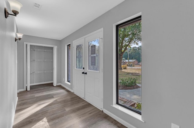 entrance foyer featuring light hardwood / wood-style floors