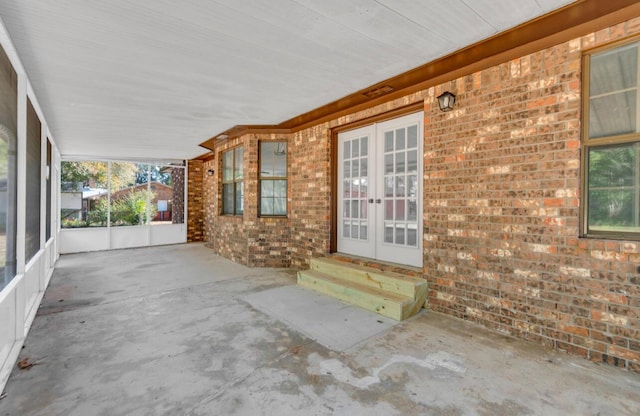 view of patio featuring french doors