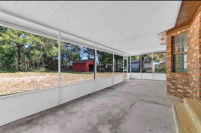 view of unfurnished sunroom