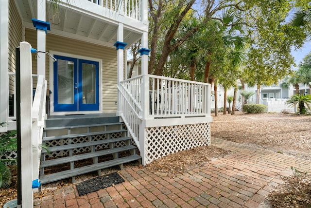 view of exterior entry with french doors