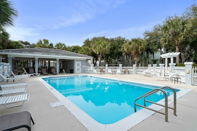 view of pool featuring a patio area