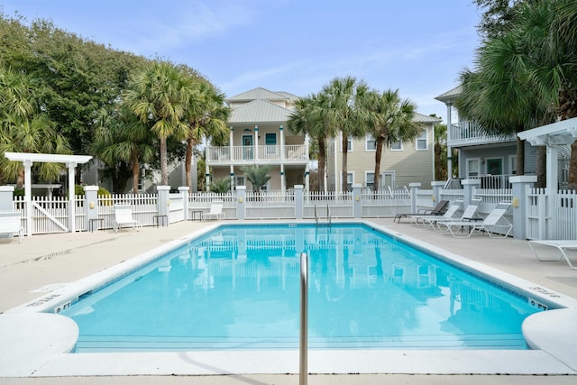 view of pool featuring a patio