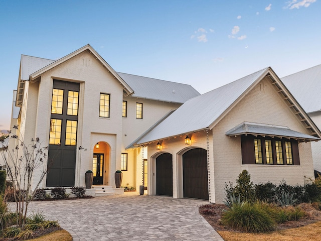 view of front of house with a garage