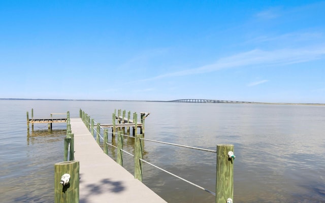 view of dock featuring a water view