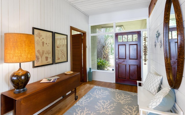 foyer entrance with hardwood / wood-style flooring and plenty of natural light