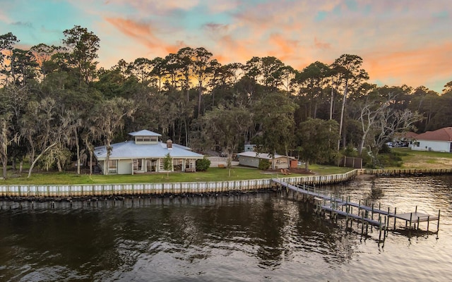 view of water feature featuring a boat dock