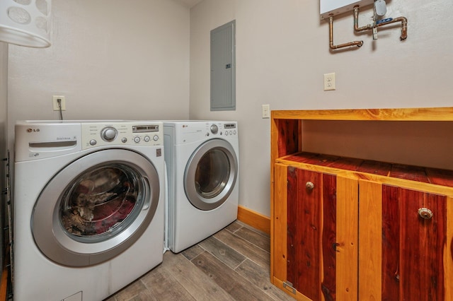 laundry room with electric panel and independent washer and dryer