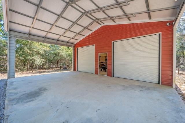 garage with a carport