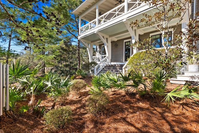 doorway to property featuring a balcony