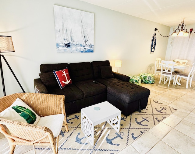 view of tiled living room