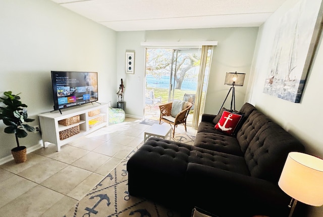 view of tiled living room