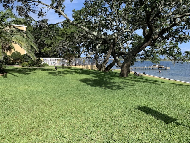 view of yard featuring a water view