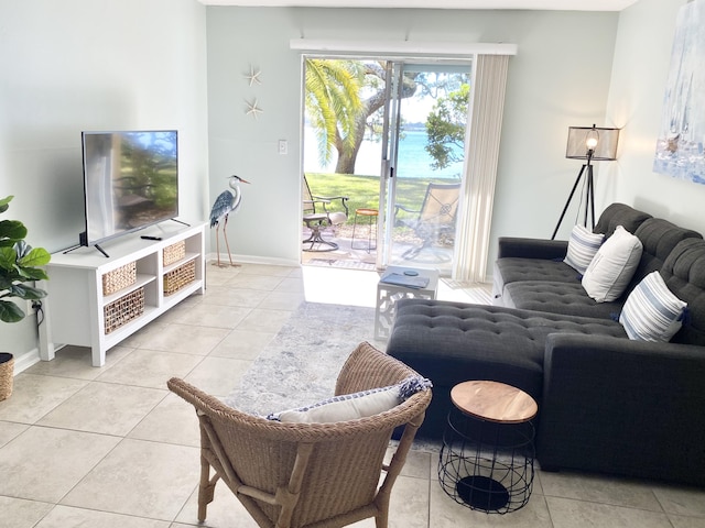 view of tiled living room