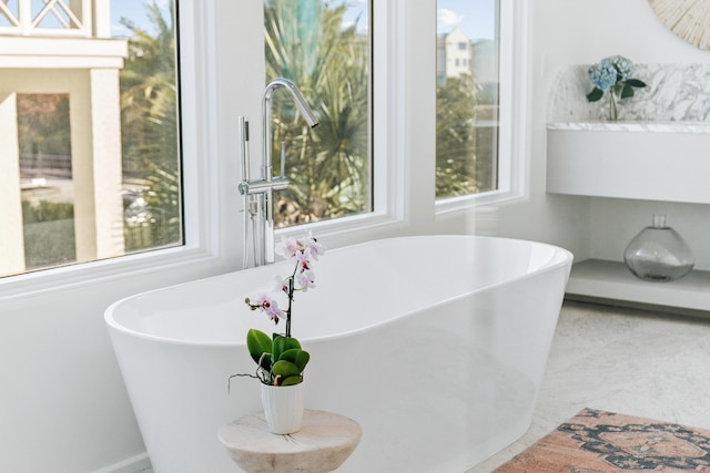 full bathroom featuring a freestanding bath