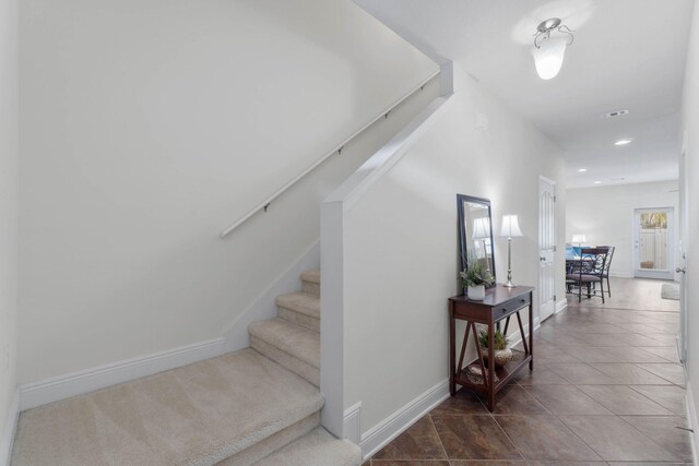 8872 White Ibis Way, Navarre, FL 32566 - staircase featuring recessed lighting, baseboards, visible vents, and tile patterned floors