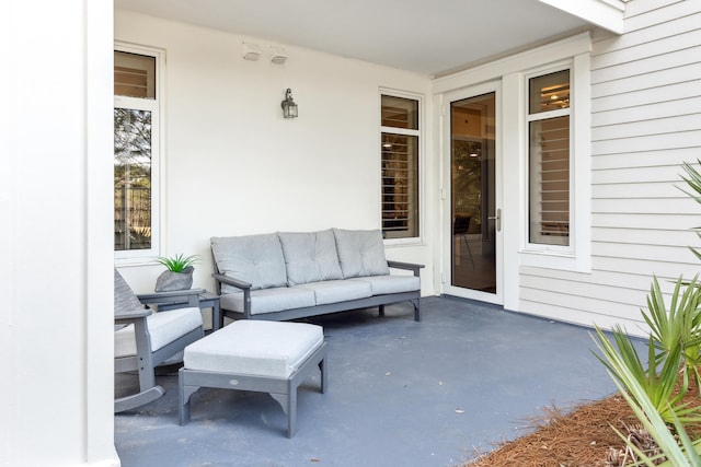 view of patio featuring an outdoor living space