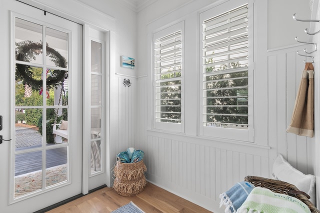 doorway featuring hardwood / wood-style floors