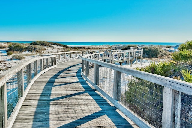 exterior space with a view of the beach and a water view