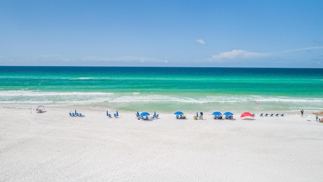 property view of water featuring a view of the beach