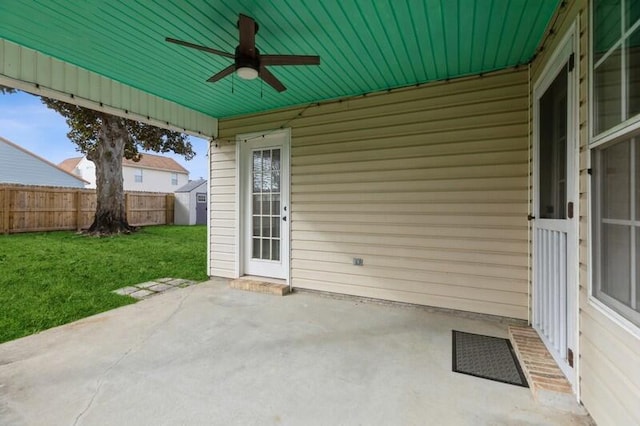 view of patio / terrace with ceiling fan