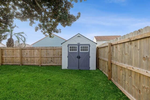 view of outbuilding featuring a yard