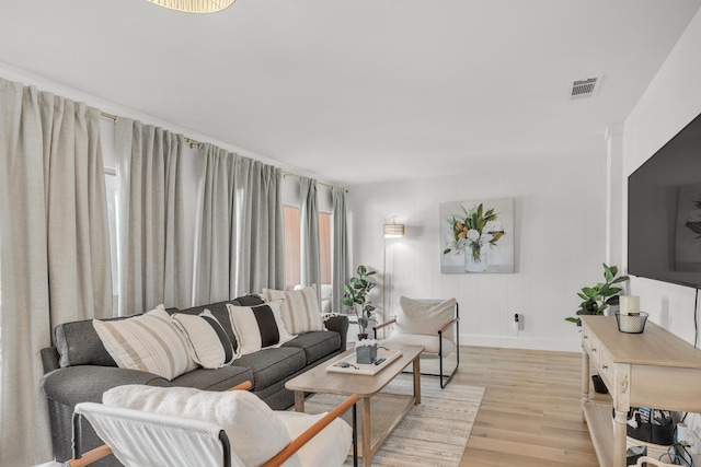 living room featuring light hardwood / wood-style flooring