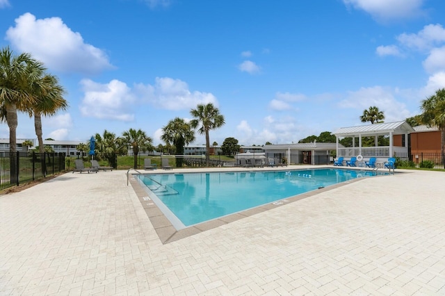 view of swimming pool featuring a patio