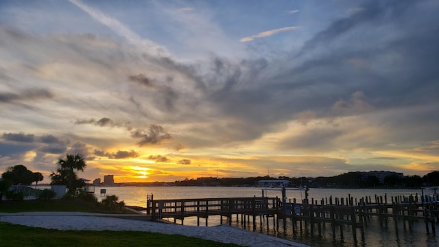 view of dock featuring a water view