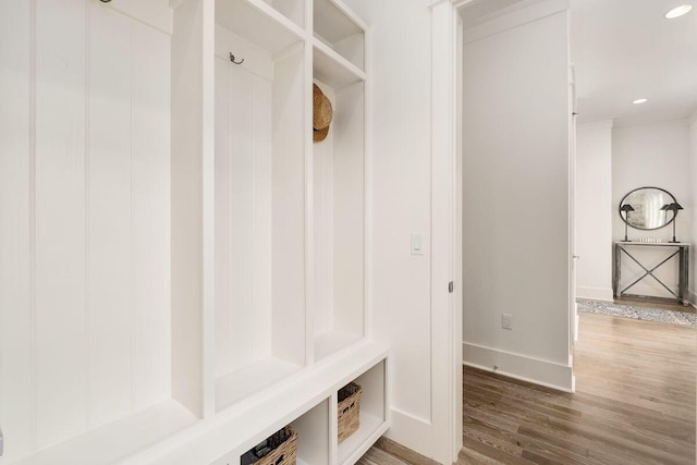 mudroom featuring hardwood / wood-style flooring