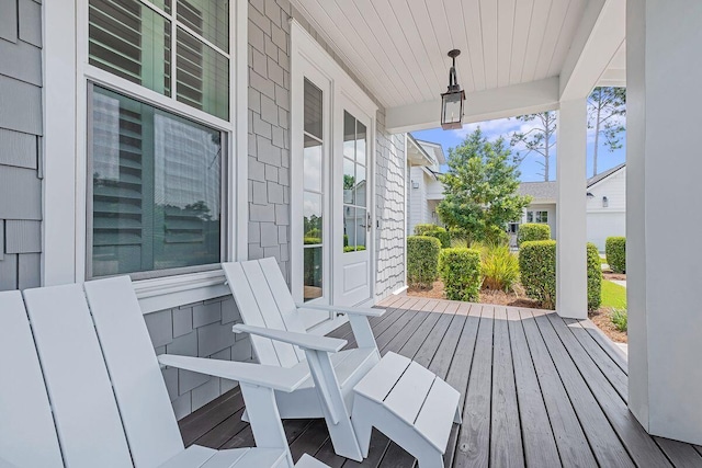 deck featuring a porch