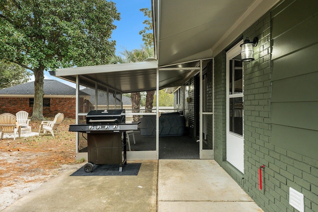 view of patio featuring area for grilling