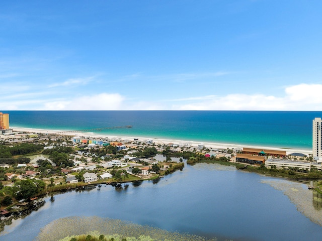 view of water feature featuring a beach view