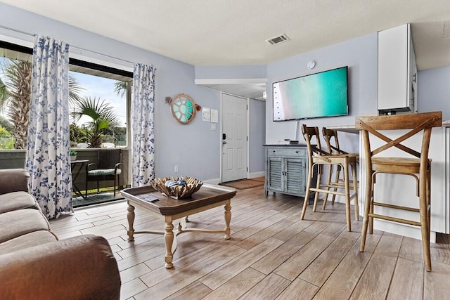 living room with light wood-type flooring