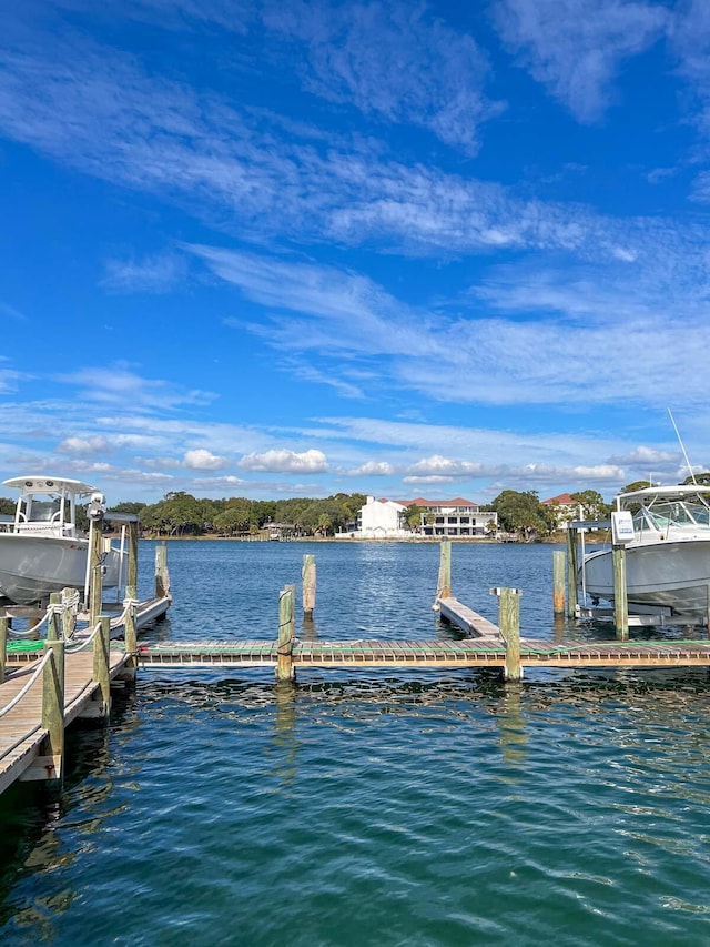 dock area featuring a water view