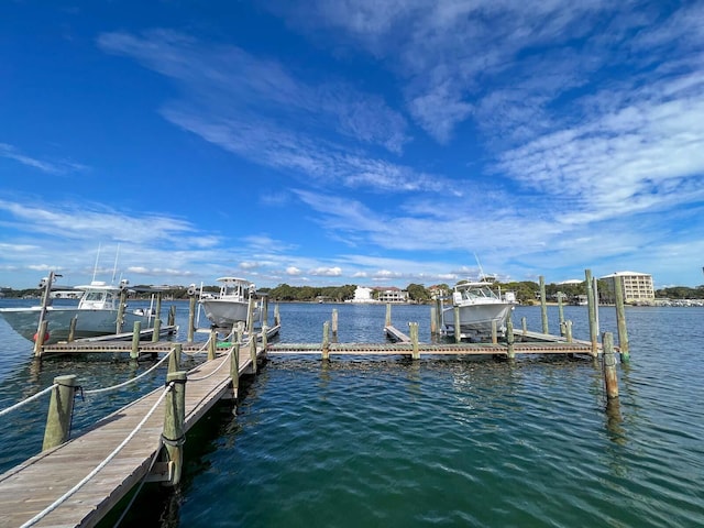 view of dock featuring a water view