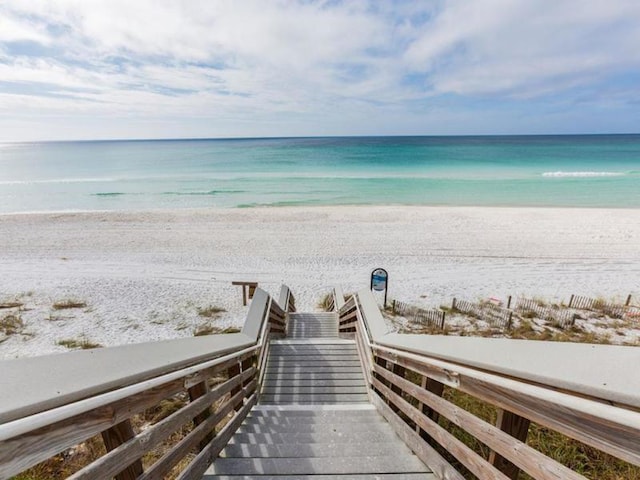 property view of water featuring a view of the beach