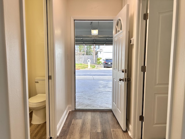 doorway featuring hardwood / wood-style flooring