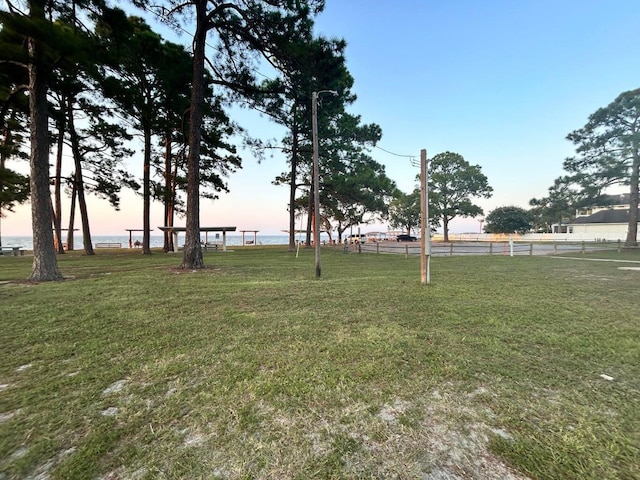 view of yard at dusk