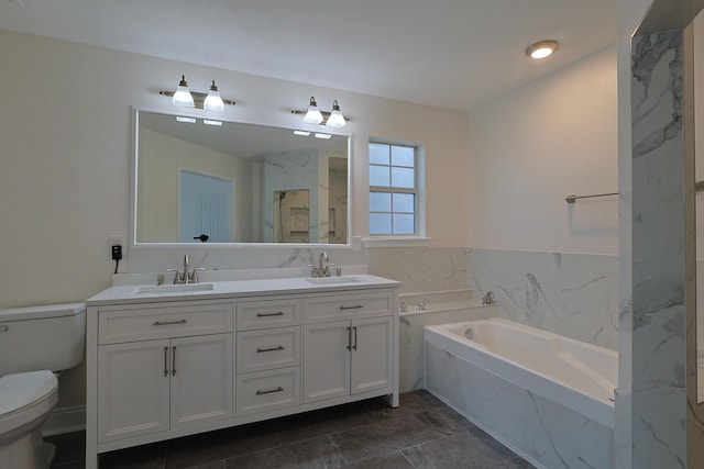 149 Legion Park Loop, Miramar Beach, FL 32550 - full bath with toilet, a bath, double vanity, and a marble finish shower