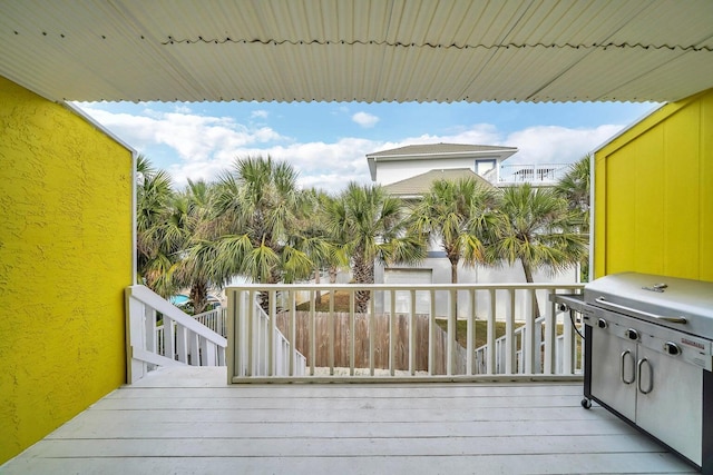 deck featuring grilling area