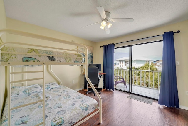 8468 Gulf Blvd # Ut-4, Navarre, FL 32566 - bedroom featuring hardwood / wood-style floors, access to outside, a textured ceiling, and ceiling fan