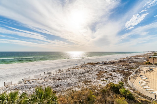 property view of water featuring a view of the beach