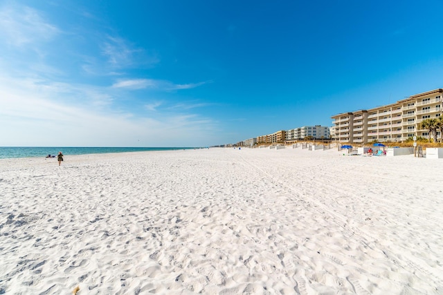 exterior space with a beach view