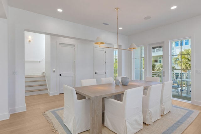 dining area featuring light hardwood / wood-style floors