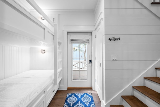 entryway featuring dark wood-type flooring