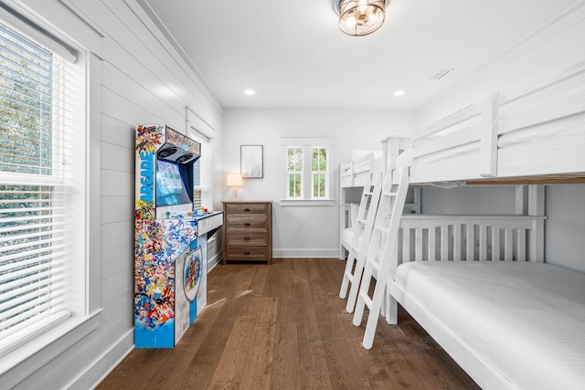 bedroom featuring dark hardwood / wood-style floors