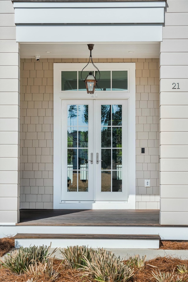 property entrance with french doors