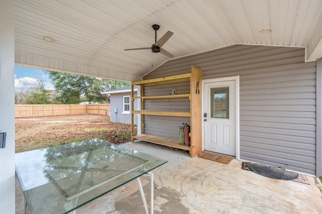 view of patio with ceiling fan