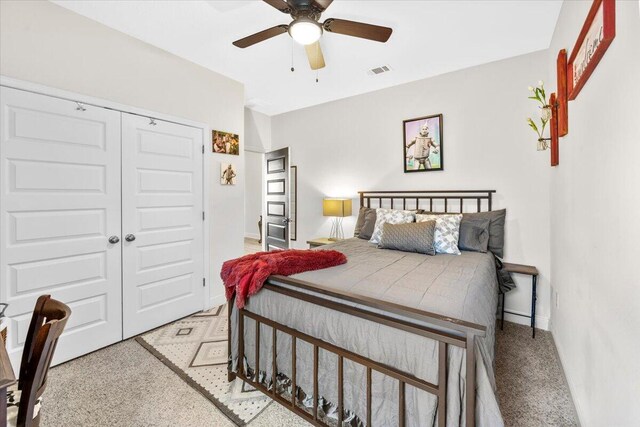 bedroom with a closet and ceiling fan